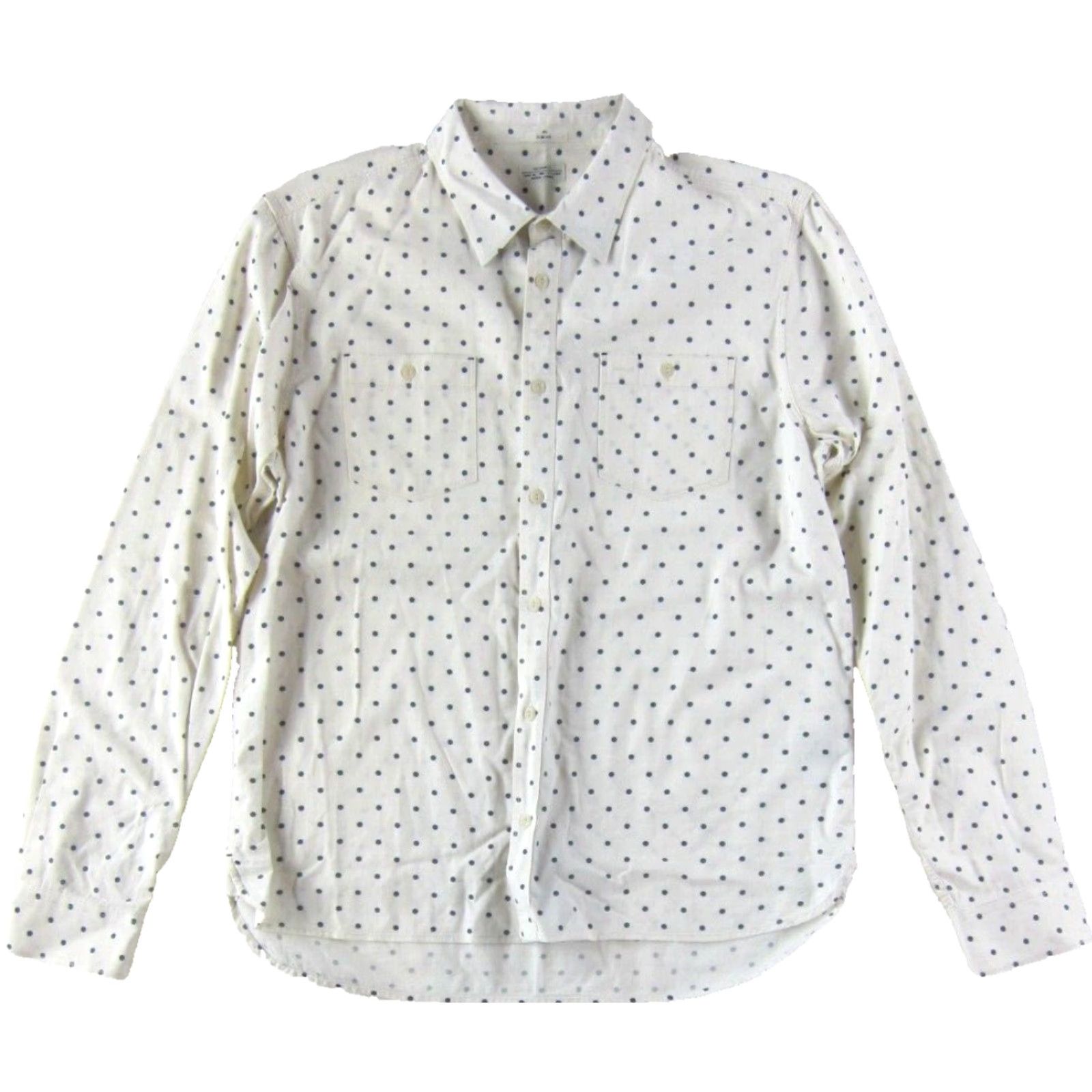 Allsaints VINTAGE AllSaints Ivory Blue Polka Dot Collar Button-Down Long Sleeve Slim Fit Shirt XL Size US XL / EU 56 / 4 - 2 Thumbnail