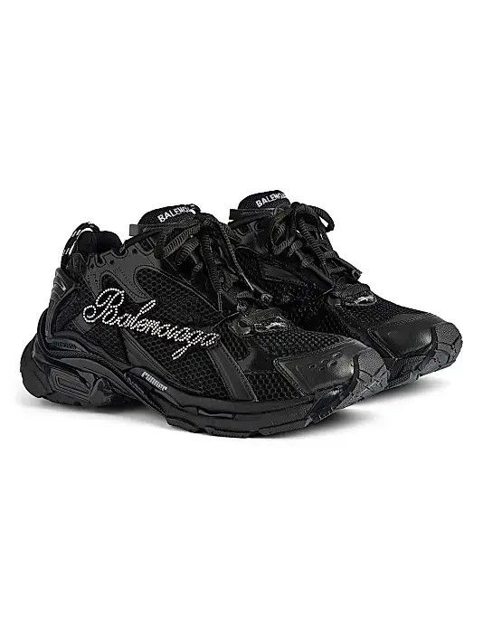 Balenciaga o1w1db10426 Runner Sneakers with Rhinestones in Black Size US 5 / IT 35 - 2 Thumbnail