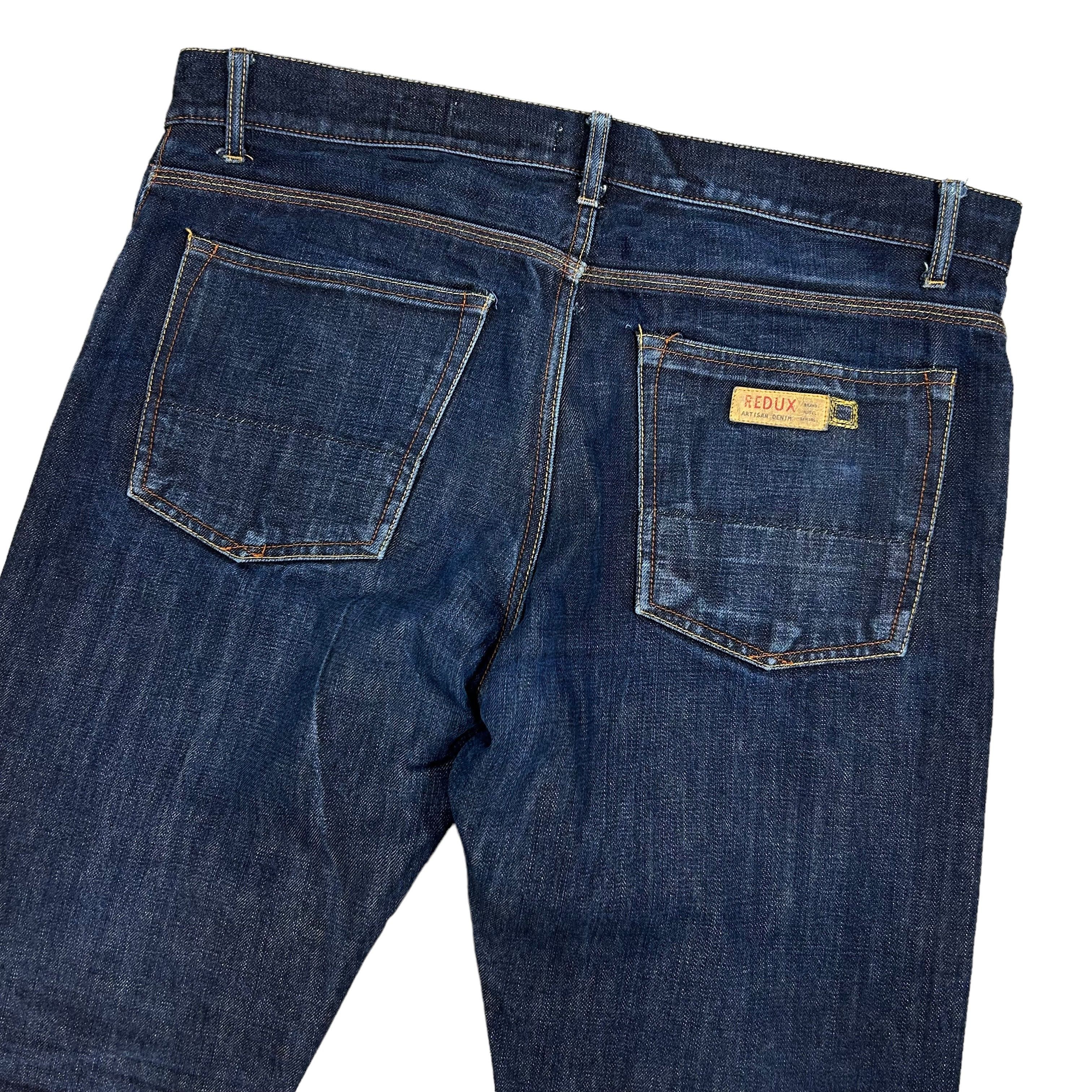 Japanese Brand × Vintage Redux Selvedge Raw Indigo Japanese Denim Regular W36L34 Size US 36 / EU 52 - 4 Thumbnail