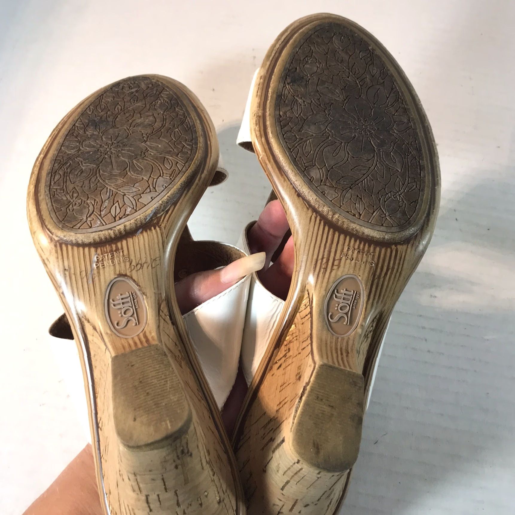 Vintage Sofft White Leather Wedge Slides Women's Size 8N Summer Casual Comfort 2.5in Size US 8 / IT 38 - 6 Thumbnail