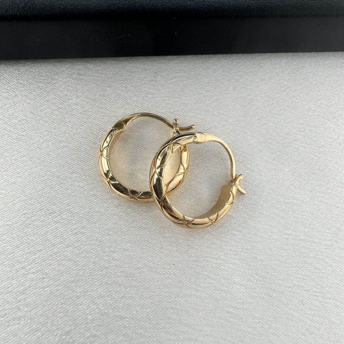 Designer Polished Metal Texture Gold Hoop Earrings for Women Size ONE SIZE - 4 Thumbnail