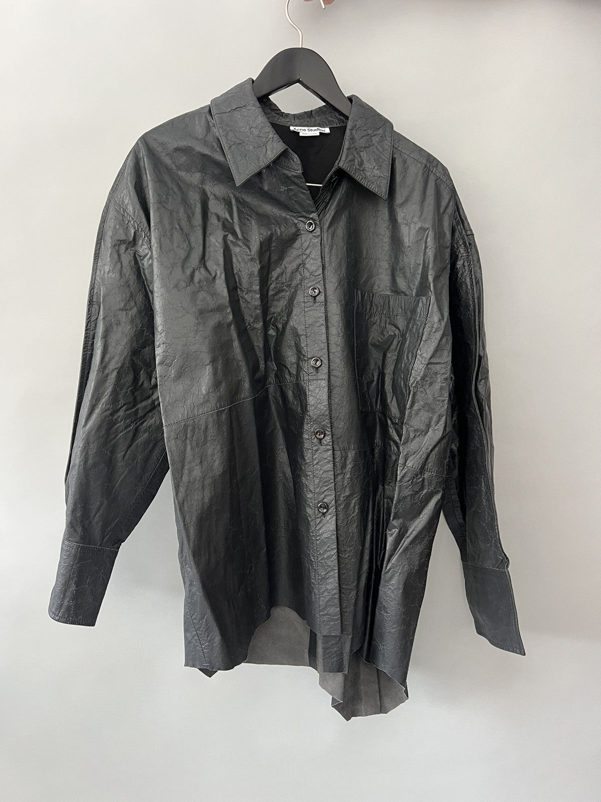 Acne Studios Acne Studios Asymmetric coated crinkled-leather shirt Size US S / EU 44-46 / 1 - 5 Thumbnail