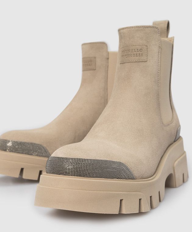 Brunello Cucinelli o1y0725 Ankle Boots in Beige Size US 10.5 / IT 40.5 - 4 Thumbnail
