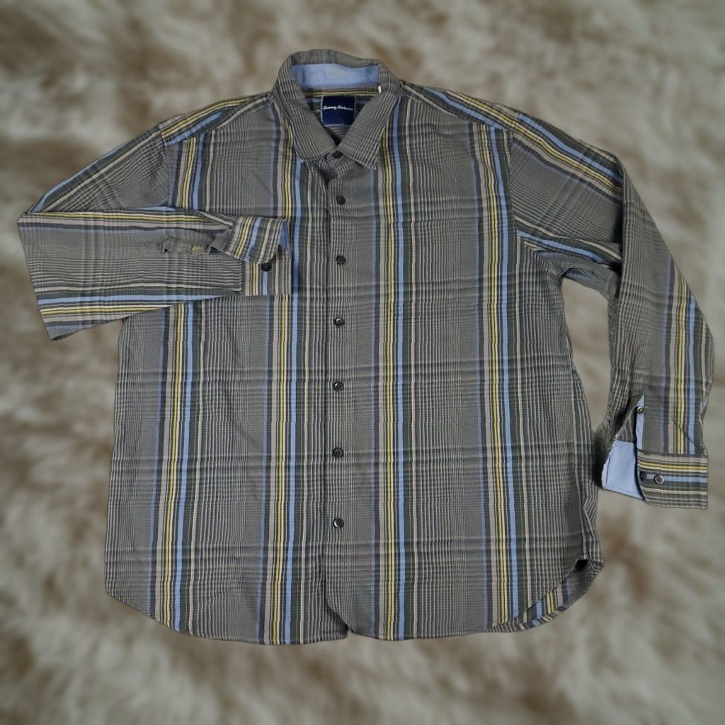 Tommy Bahama Tommy Bahama Shirt Mens XL Gray Plaid Cotton Button-Up Long Sleeve - Casual Business Dress Shirt Men Size US XL / EU 56 / 4 - 1 Thumbnail