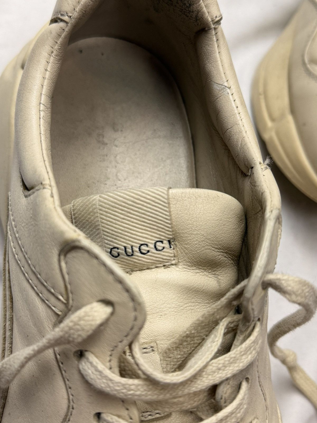 Gucci Gucci Rhyton Leather Sneakers Ivory Off-White Dad Shoes Size US 6.5 / IT 36.5 - 6 Thumbnail