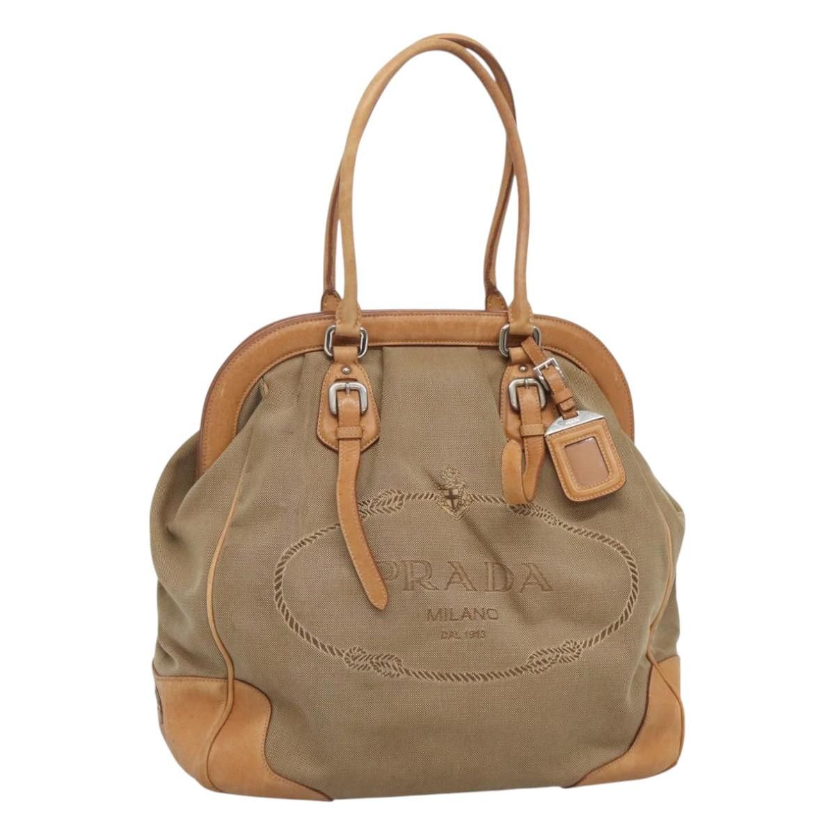 Prada PRADA Tote Bag Canvas Beige Silver Size ONE SIZE - 1 Thumbnail