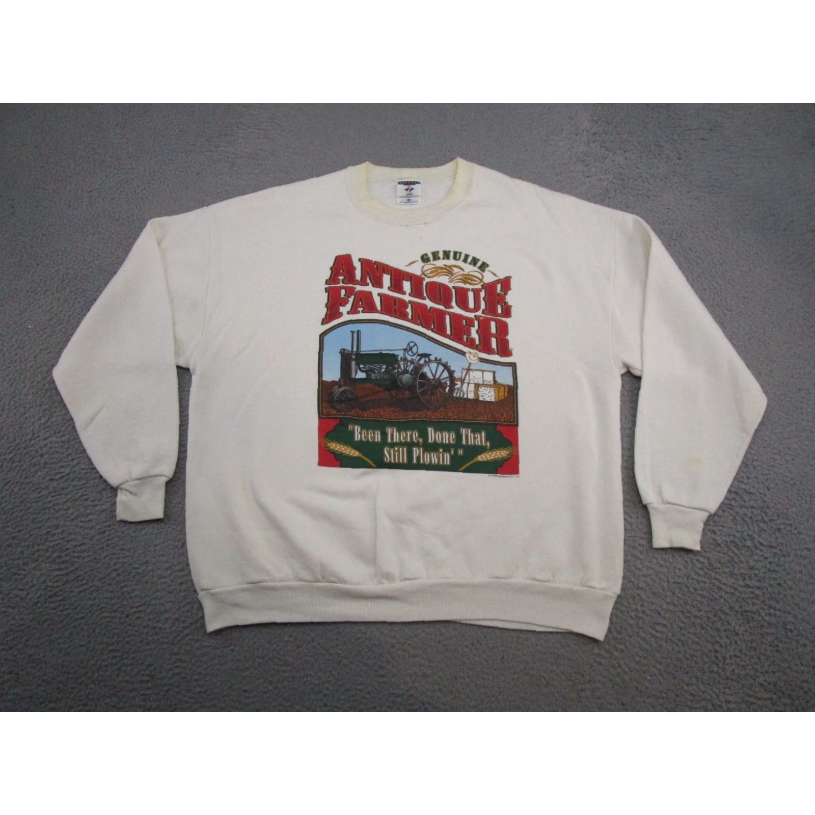 Jerzees VINTAGE 90s Farmer BEEN THERE DONE THAT Tractor Sweatshirt JERZEES 2XL Mens White Crew Neck Graphic Print All Seasons Pullover Long Sleeve Size 2XL Size US XXL / EU 58 / 5 - 2 Thumbnail