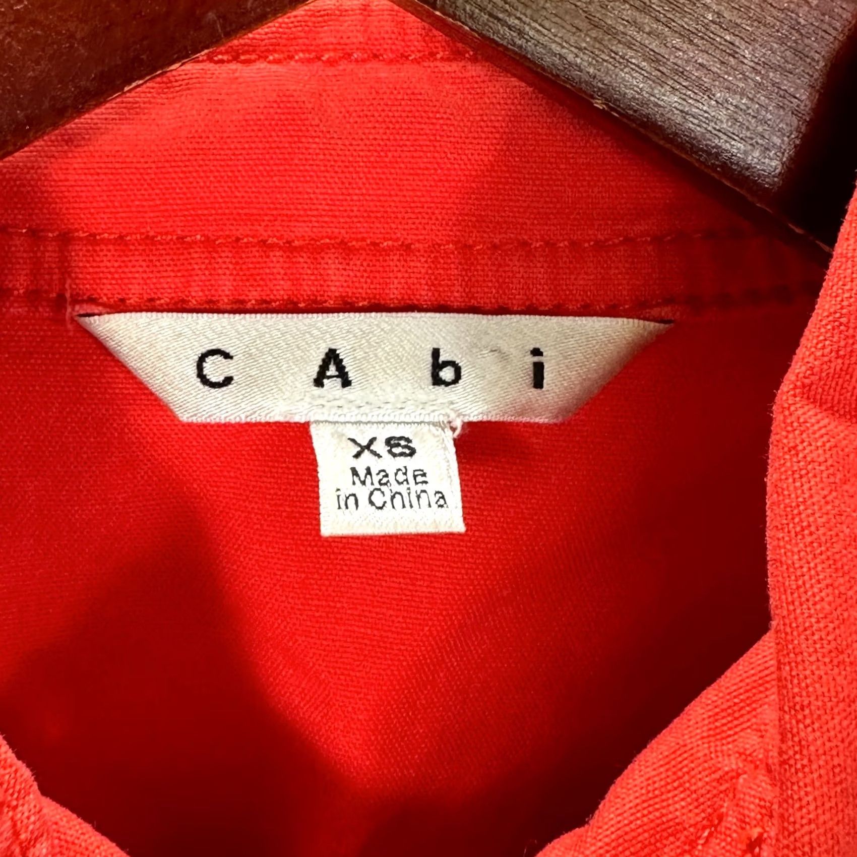 Vintage CAbi 727 Jacket Womens XS Taylor Utility Ruffle Back Button Lobster Red Pockets Jacket Size XS / US 0-2 / IT 36-38 - 7 Thumbnail