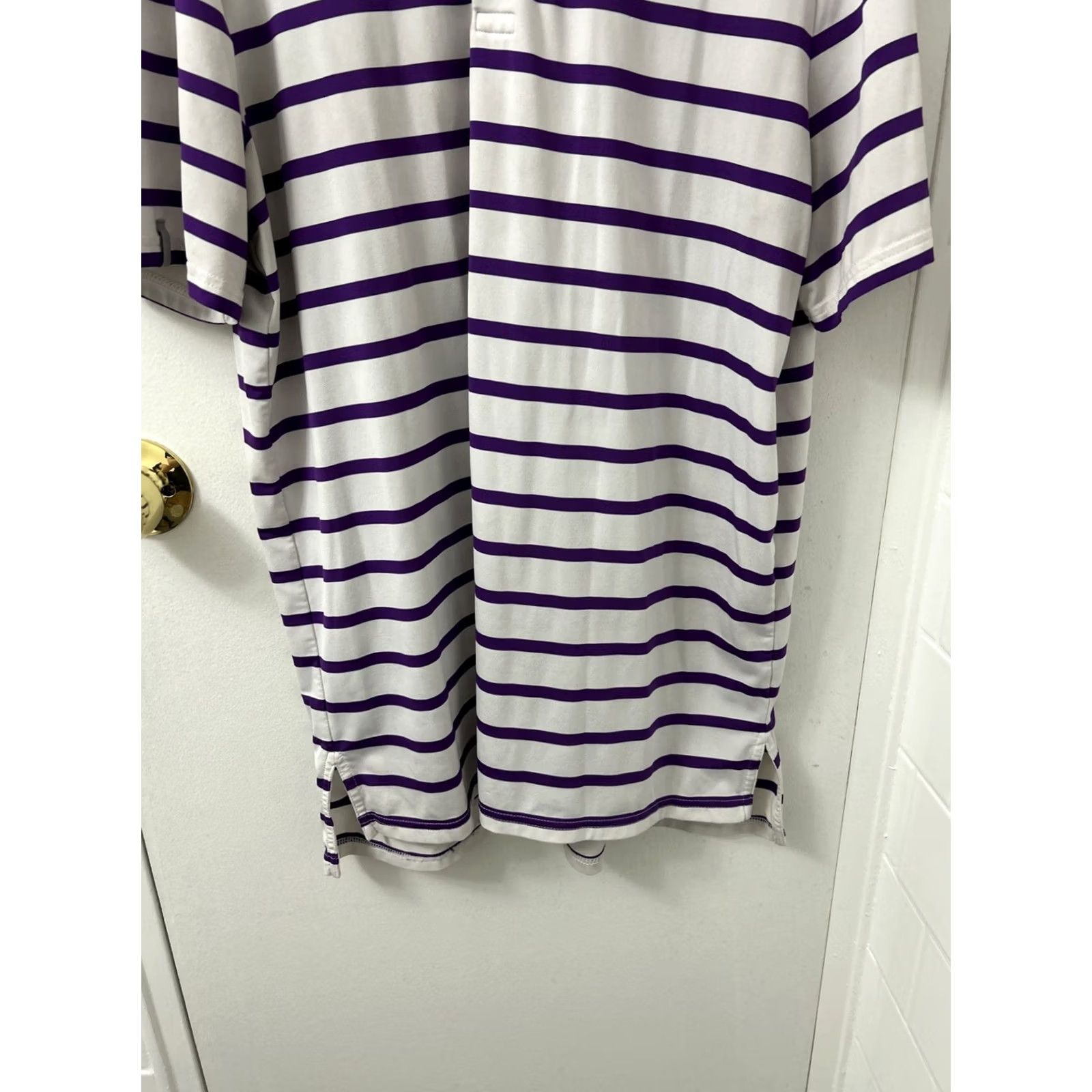 RLX Ralph Lauren RLX Ralph Lauren Polo Shirt Mens M White Purple Striped Short Sleeve Polo Golf Activewear Casual Mens Size US M / EU 48-50 / 2 - 3 Thumbnail