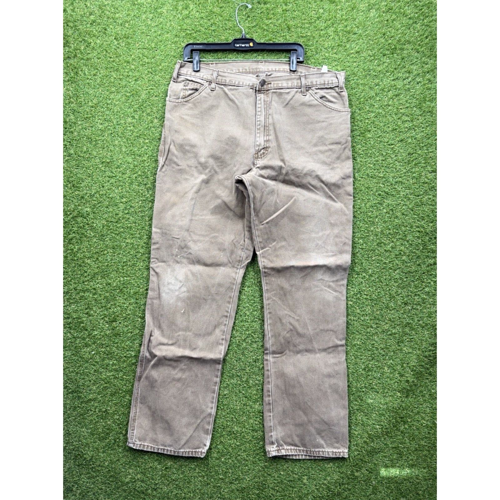 Dickies DICKIES 874 Work Pants Mens 40x34 Original Fit Twill Cotton Polyester Brown 5-Pocket Straight Front Zip Button - Regular Rise Holiday? Size US 40 / EU 56 - 2 Thumbnail