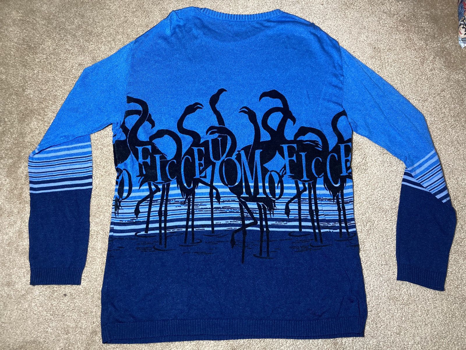 Japanese Brand × Yoshiyuki Konishi SS96 Ficce Yoshiyuki Konishi Blue Flamingo Water Knit 90s Size US L / EU 52-54 / 3 - 7 Thumbnail