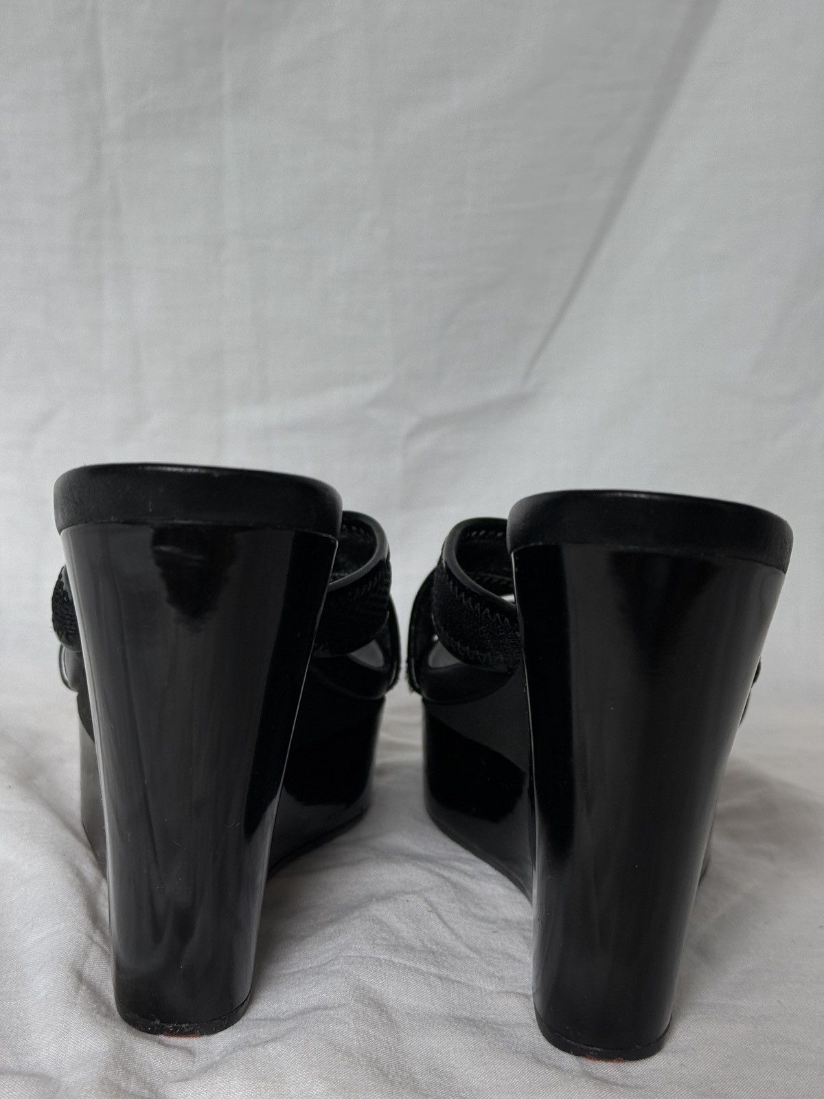 Prada Prada Black Leather Straps Wedges Sandals Size US 8.5 / IT 38.5 - 8 Thumbnail