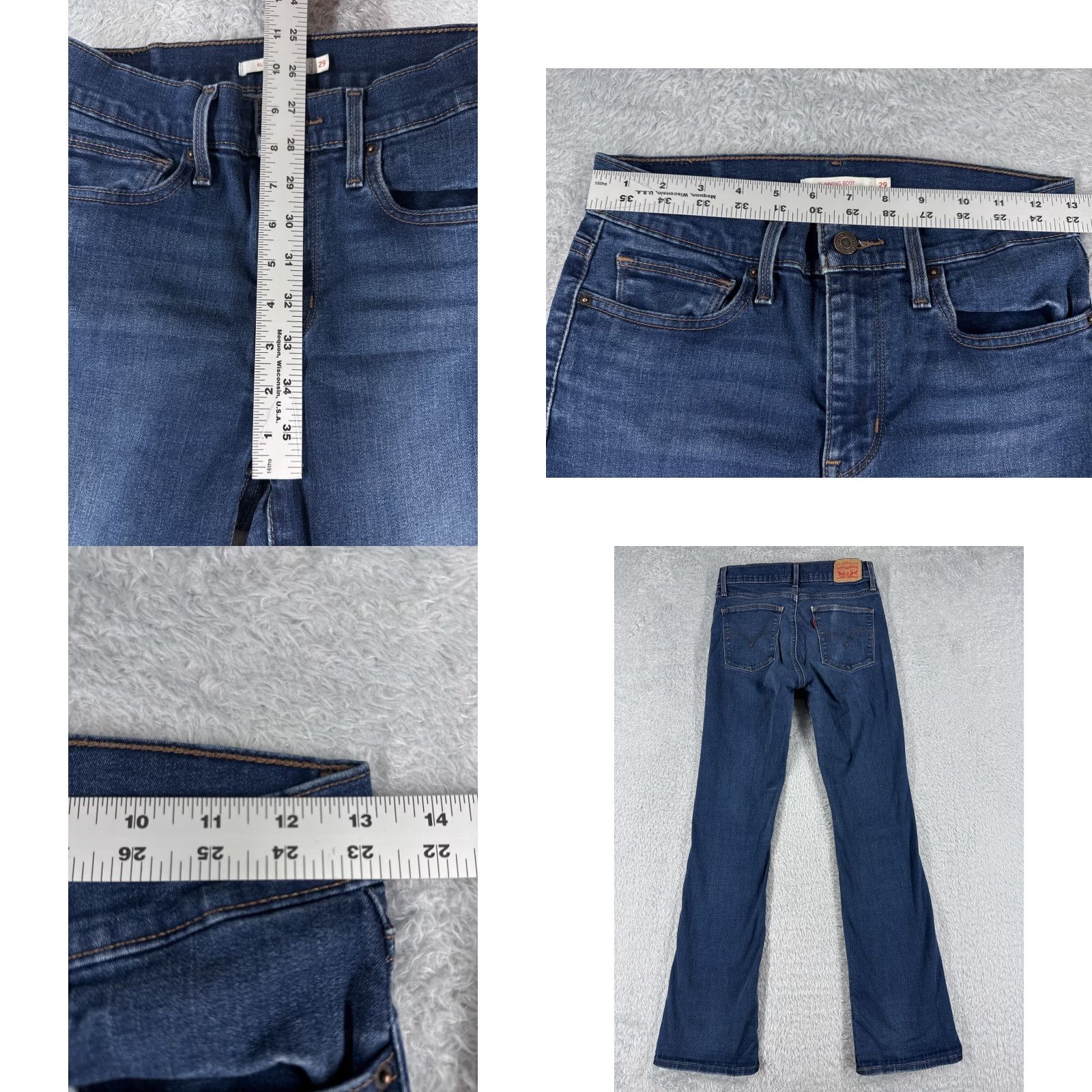 Levi's Levi's Jeans Adult 29 Blue Denim Slimming Flared Mid Rise Cotton 25x31 5-Pocket Size 29" - 8 Thumbnail