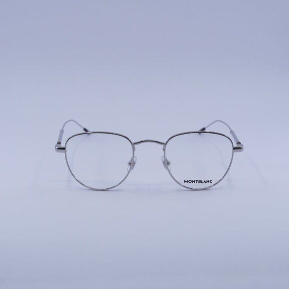 Montblanc Montblanc MB0111O 001 Eyeglasses Silver 49mm Geometric Frame Size ONE SIZE - 3 Thumbnail