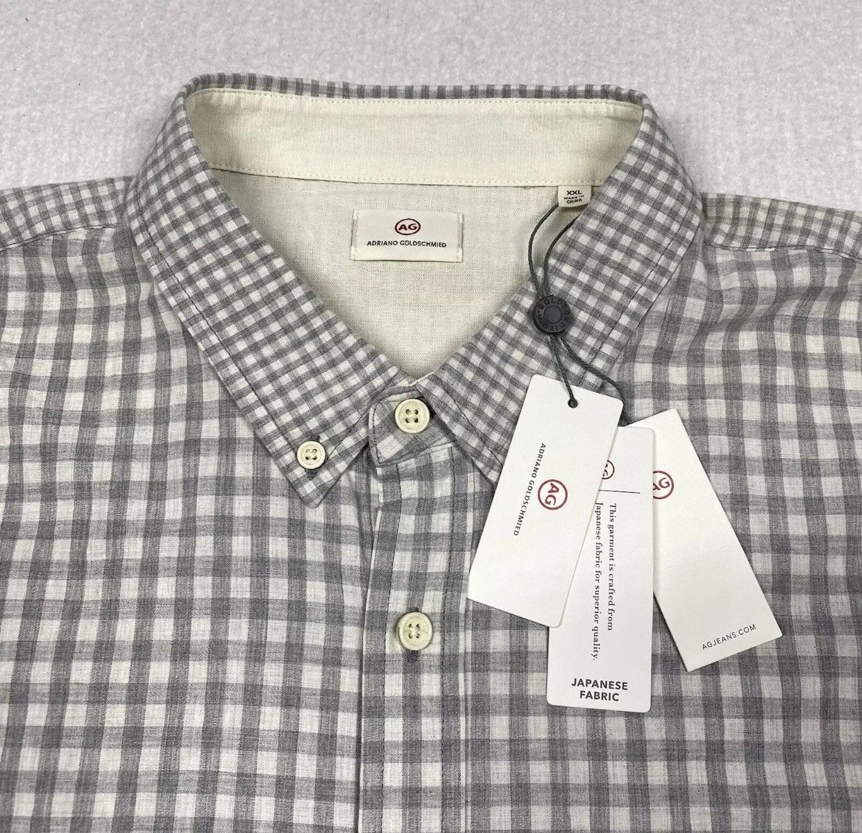 AG Adriano Goldschmied Adriano Goldschmied Shirt Mens XXL Gray Plaid Long Sleeve Size US XXL / EU 58 / 5 - 3 Thumbnail