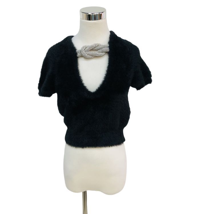 Alexander Wang Alexander Wang Rhinestone Short Sleeve Sweater Size XS Size XS / US 0-2 / IT 36-38 - 1 Thumbnail