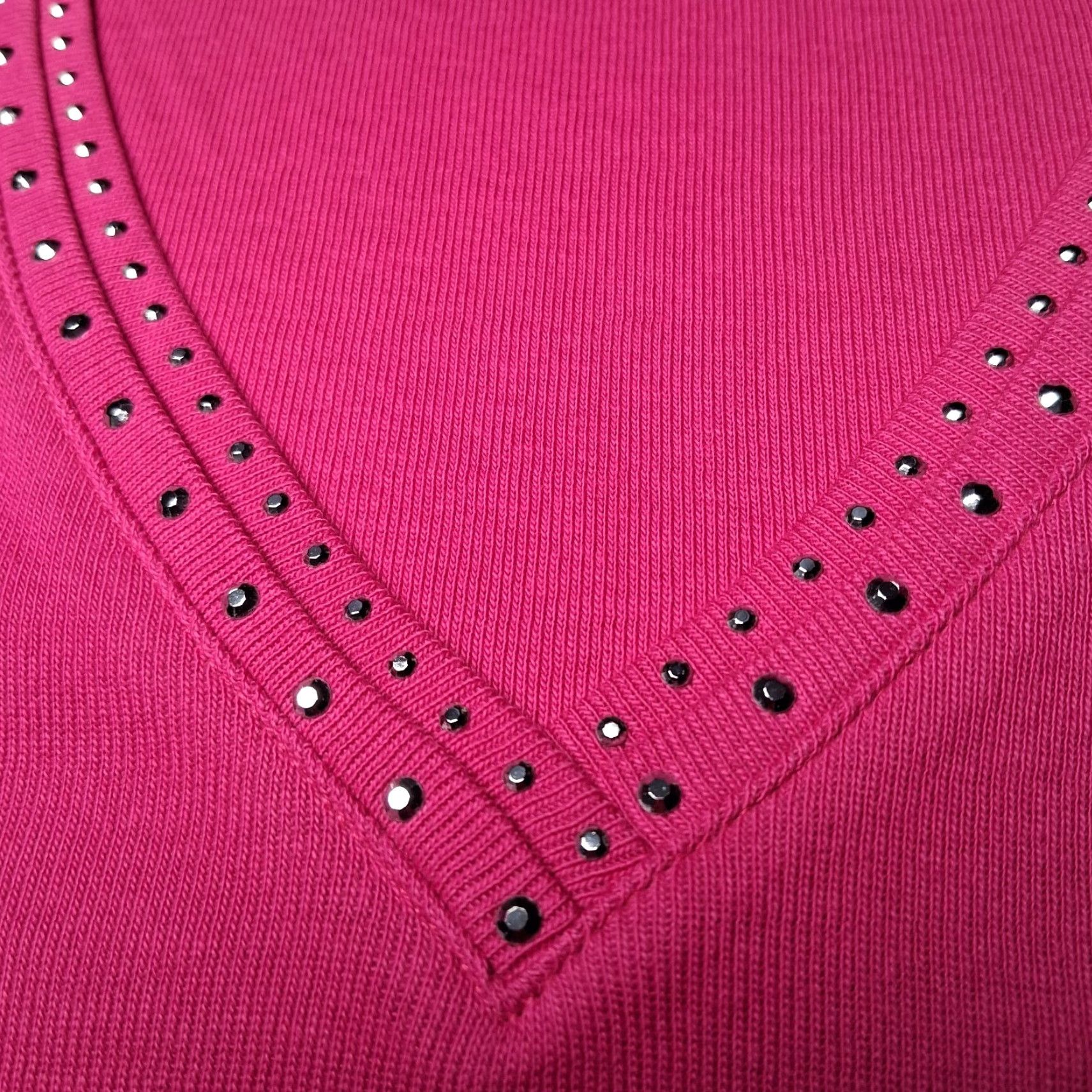 Vintage Rafaella Shirt Women M V-Neck Pink Knit Cotton Long Sleeve Studded NEW Size M / US 6-8 / IT 42-44 - 7 Thumbnail
