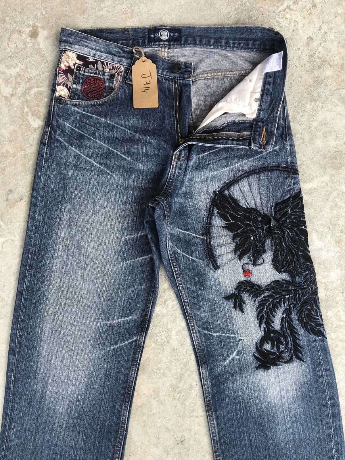 Japanese Brand Japanese Buden Dragon Embroidered Jeans Distressed Jeans Size US 31 - 3 Thumbnail