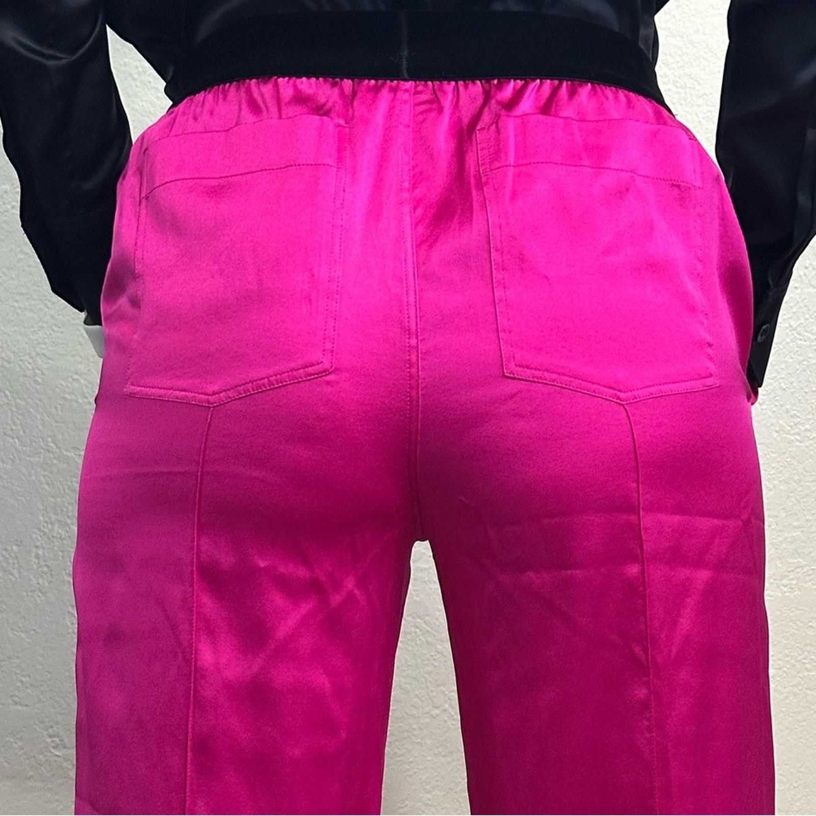 Tom Ford Hot Pink Silk Satin Logo Track Pants XS Barbie Pyjamas Auth Size 24" / US 00 / IT 34 - 5 Thumbnail