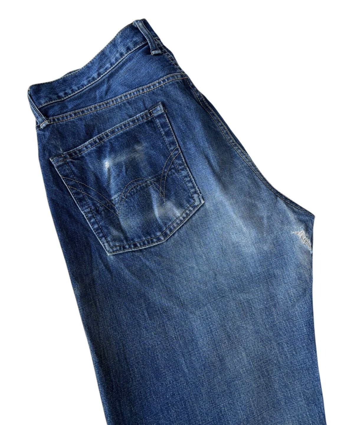 Edwin 🔥EDWIN 505xx SELVEDGE BAGGY JEANS RIPPED DISTRESSED DENIM Size US 33 - 12 Thumbnail