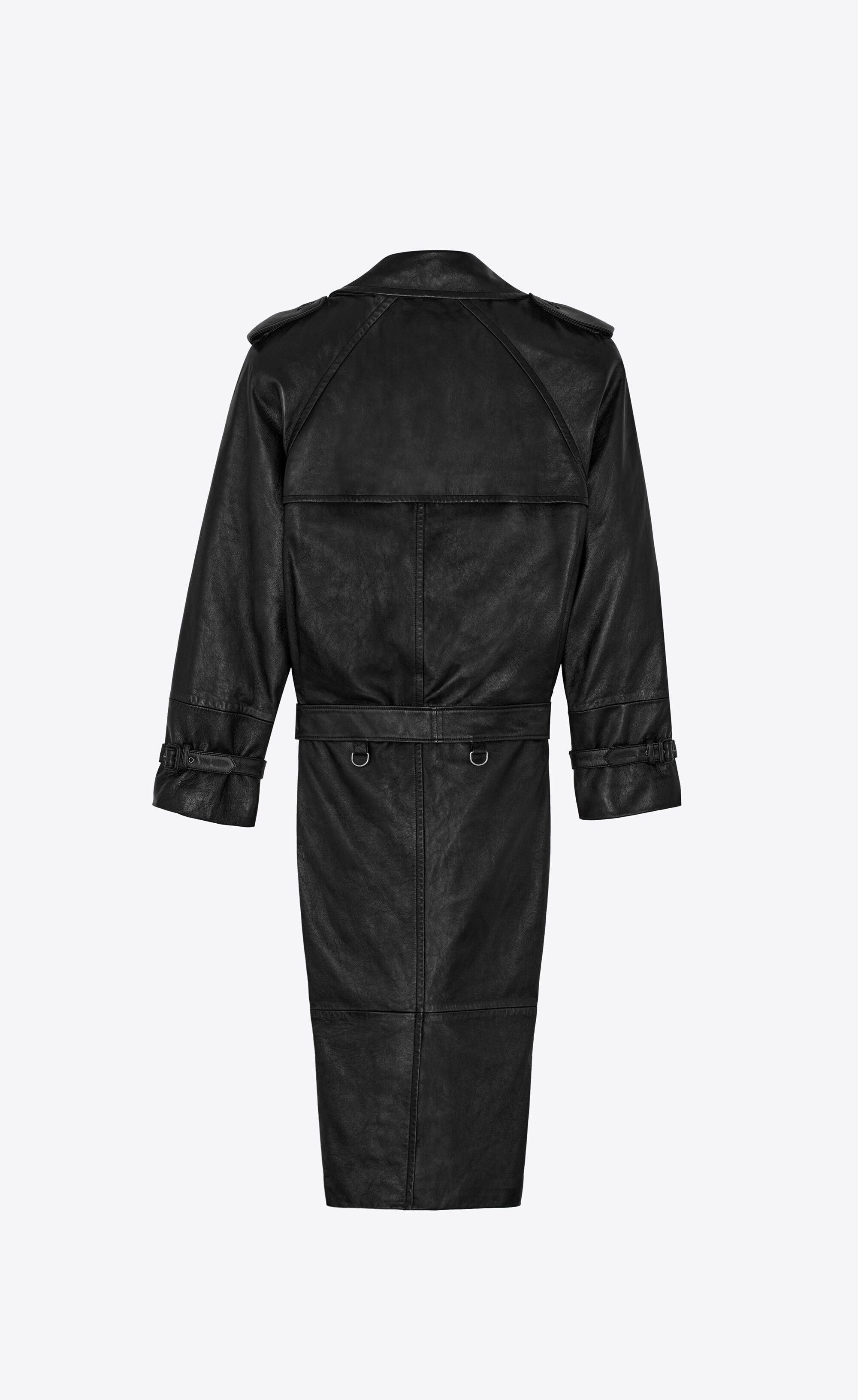 Saint Laurent Paris o1s1wg110225 713704 Trench Coat in Drummed Lambskin in Black Size XS / US 0-2 / IT 36-38 - 4 Thumbnail