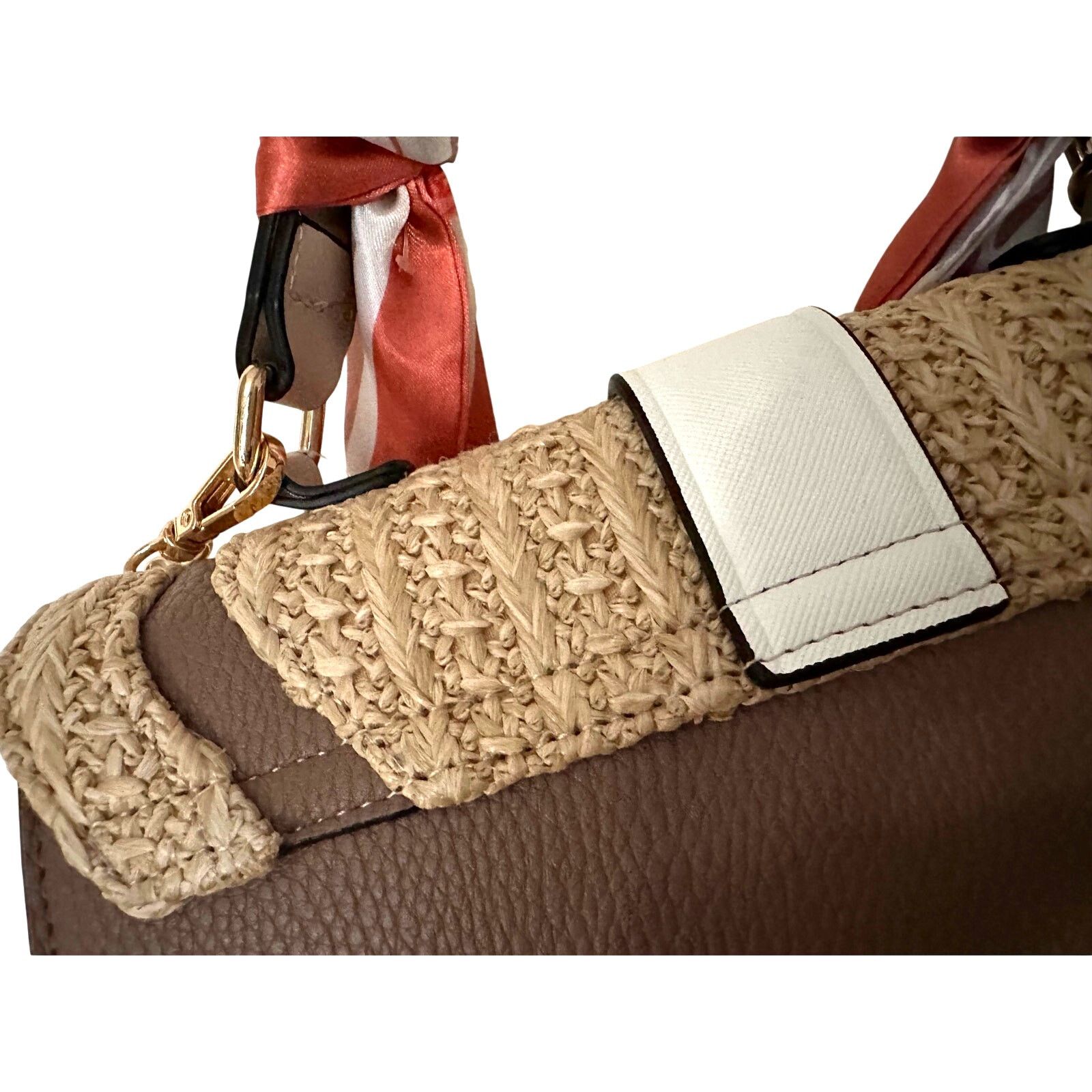 Aldo ALDO Satchel Beige & Taupe Straw Flap Bag w Melon Twilly Size ONE SIZE - 7 Thumbnail