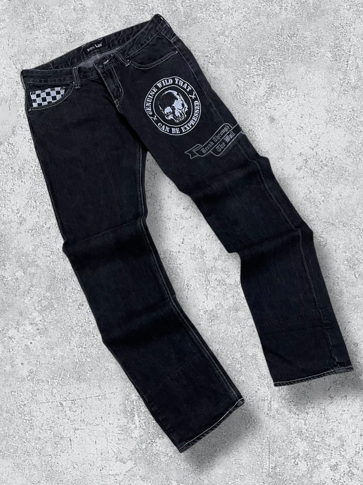 Japanese Brand Og Vintage 1990s Japan Designer Wild Life Skull Punk Denim Size US 31 - 2 Thumbnail