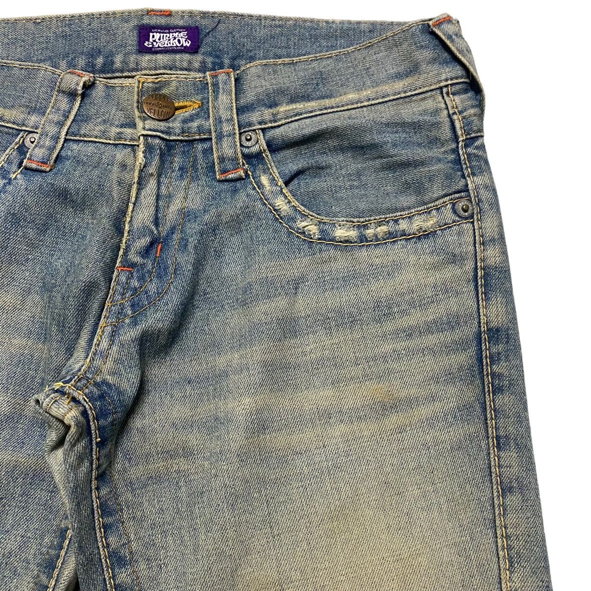 Japanese Brand Union Made Purple&Yellow Mudwash Denim Flare Jeans Size US 30 / EU 46 - 5 Thumbnail