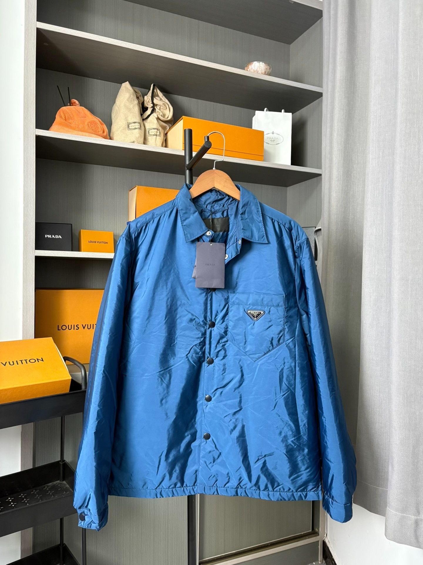 Prada Prada Nylon Blue Light Jacket XL Men Size US XL / EU 56 / 4 - 1 Thumbnail