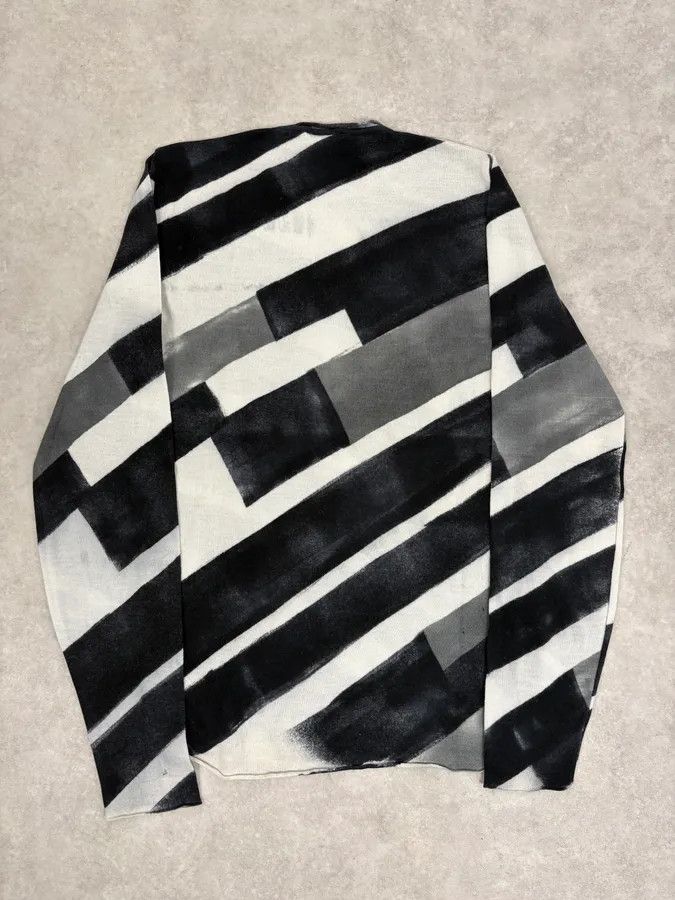 Emporio Armani Emporio Armani Black & White Diagonal Striped Wool Sweater Size US M / EU 48-50 / 2 - 6 Thumbnail