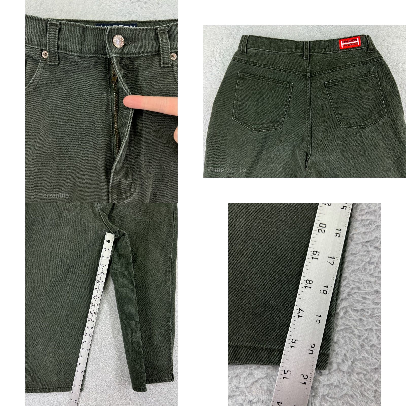 Halston Halston Jeans Capri 12 Green Denim Cotton Blend Regular High Rise Womens] Size 34" / US 12 / IT 48 - 8 Thumbnail