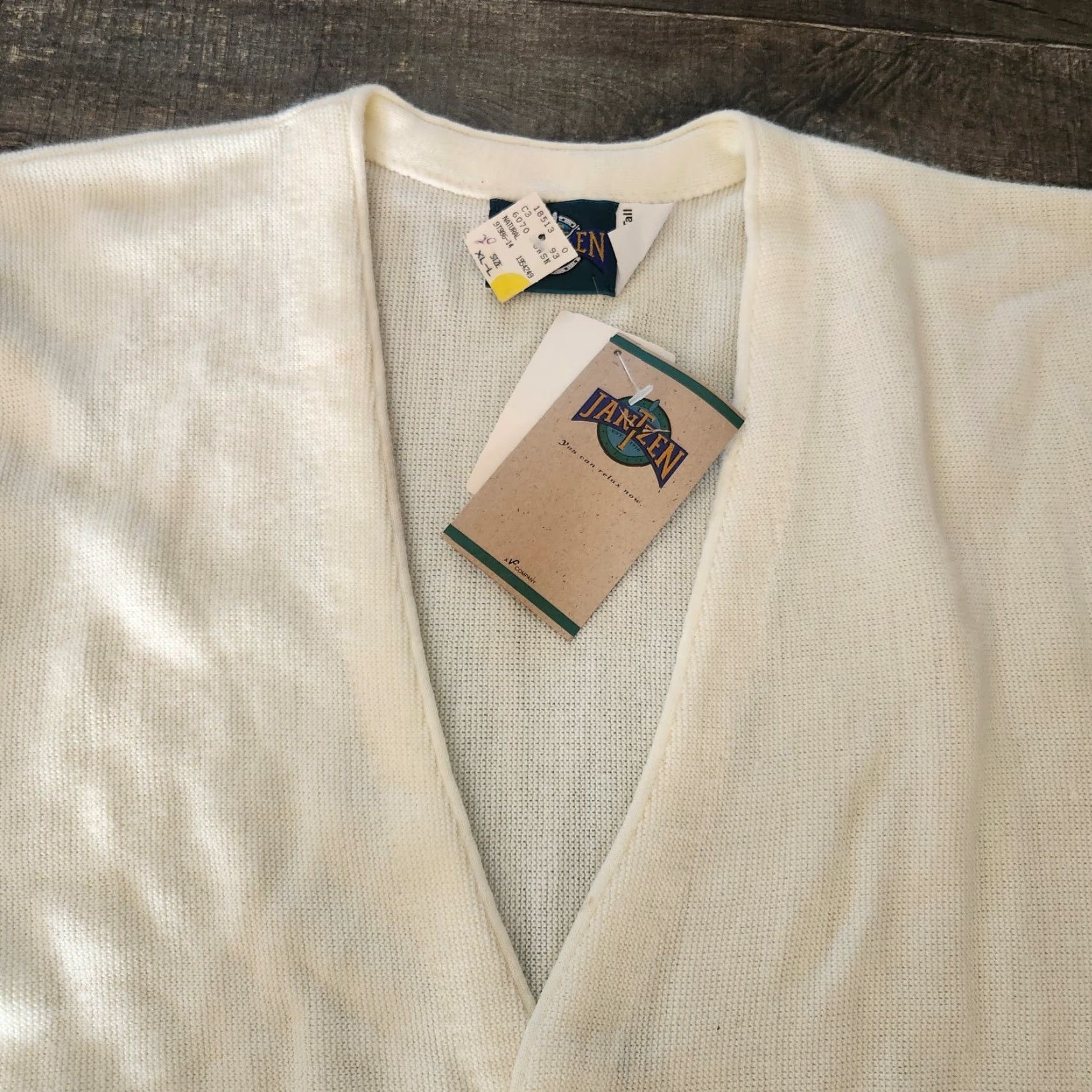 Jantzen VINTAGE Jantzen Sweater Cardigan NOS 90s Kurt Cobain Grunge Men's XL Tall White USA Made Size US XL / EU 56 / 4 - 5 Thumbnail