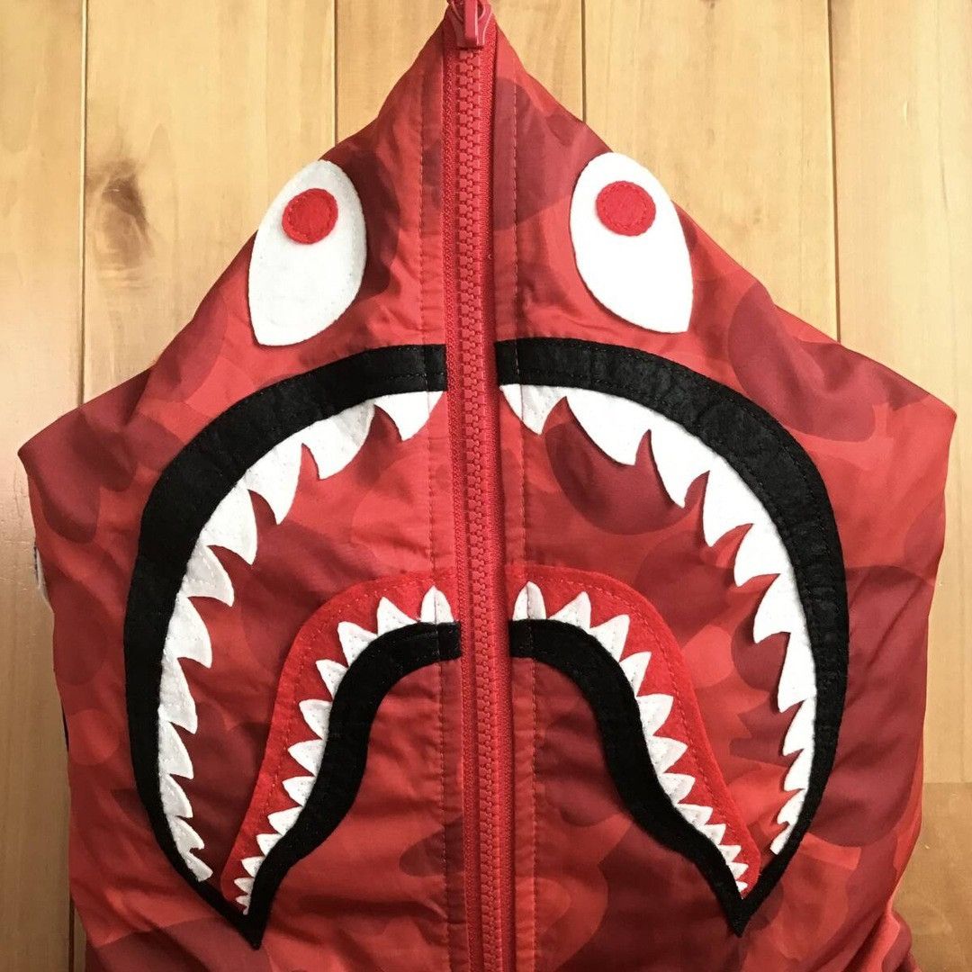 Bape BAPE Shark Full Zip Hoodie Puffer Down Jacket Red Camo APE Size US L / EU 52-54 / 3 - 4 Thumbnail