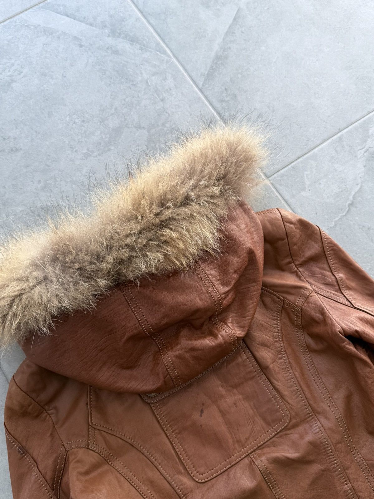 Just Cavalli 2000s Cavalli Cargo Fur Hood Leather Jacket Size S / US 4 / IT 40 - 8 Thumbnail