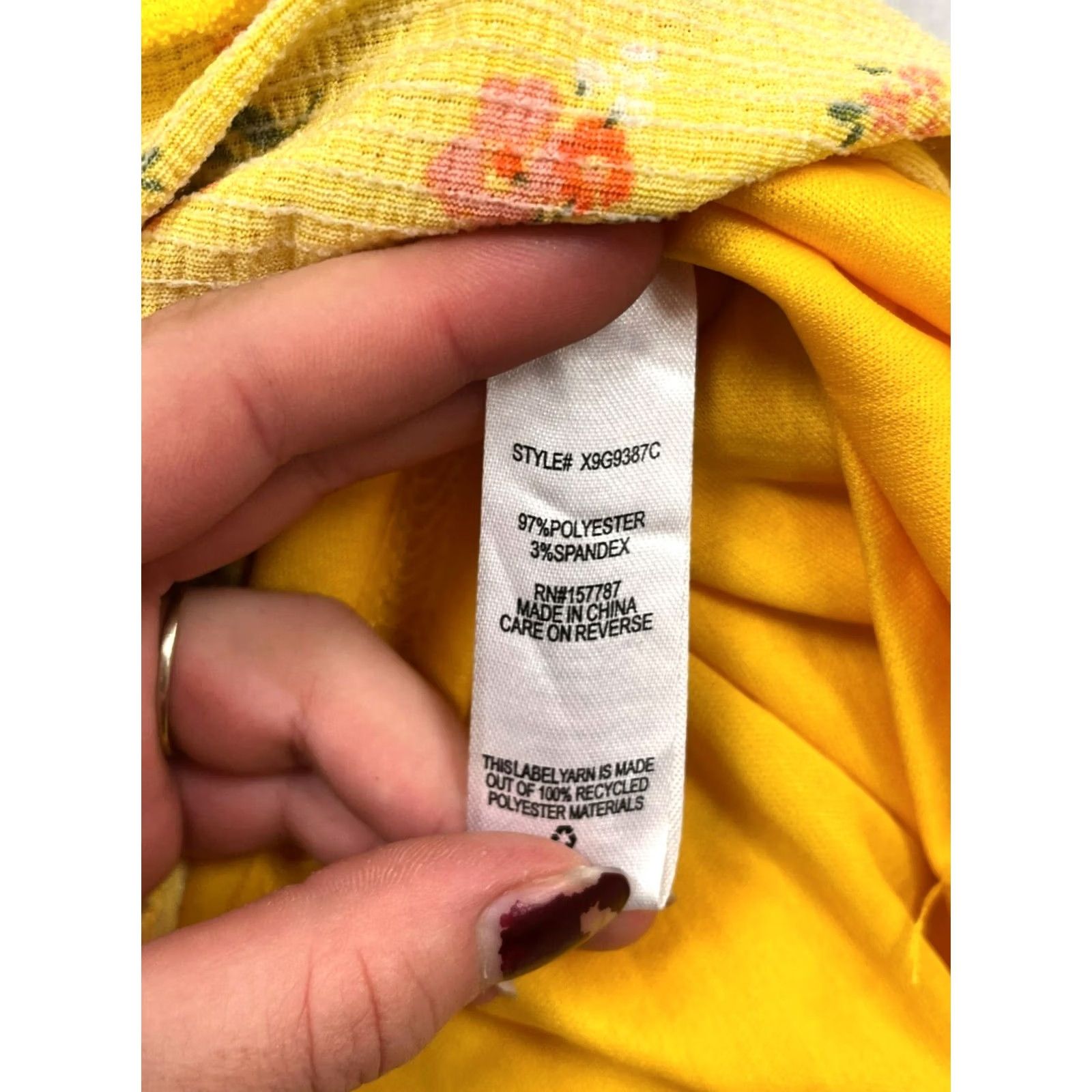 Vintage Joie & Joy Skirt Women 3X Yellow Floral Ruffle Tiered Mini Elastic Waistband Size 40" / US 18 - 4 Thumbnail