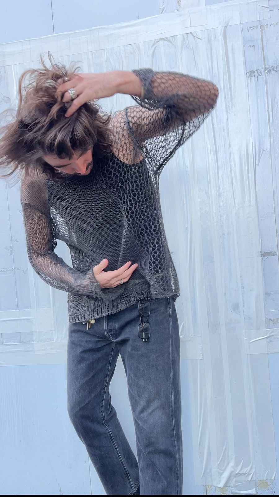 Yohji Yamamoto Yohji Yamamoto Fishnet Longsleeve SS2010 Size US L / EU 52-54 / 3 - 7 Thumbnail