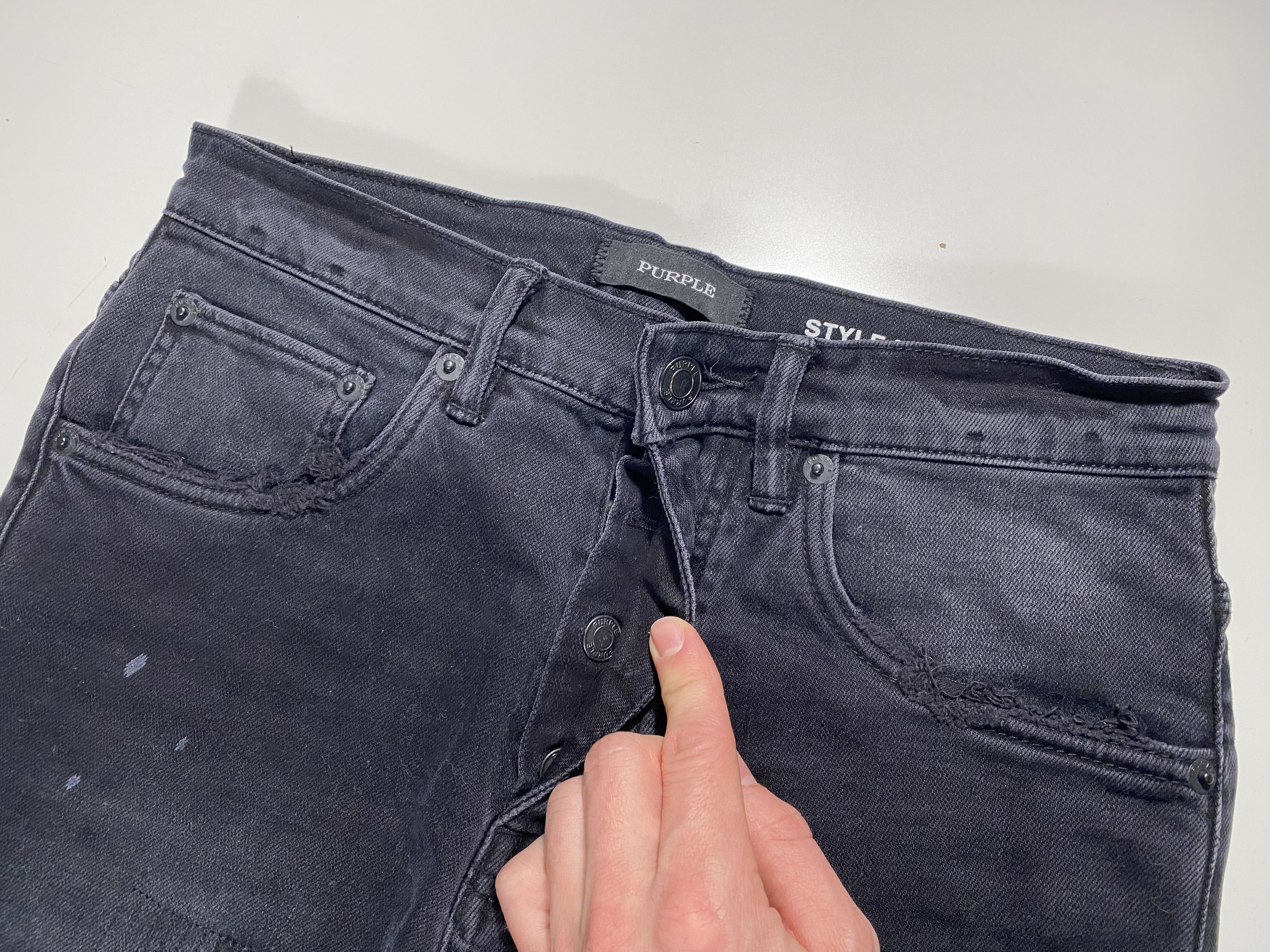 Purple Brand Purple Brand P002-29 Slim Black Blowout Repair Jeans 29x32 Size US 29 - 5 Thumbnail