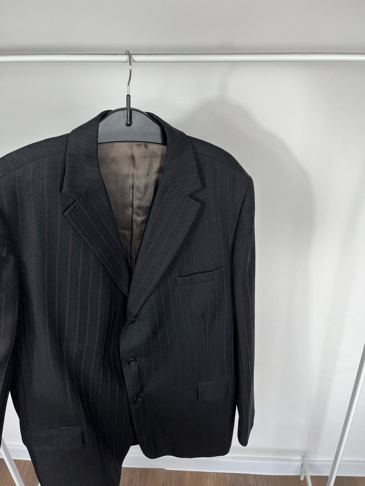 Other Vintage 1973 Tailored Pinstripe Blazer Jacket Dark Wool Coat Size US L / EU 52-54 / 3 - 7 Thumbnail