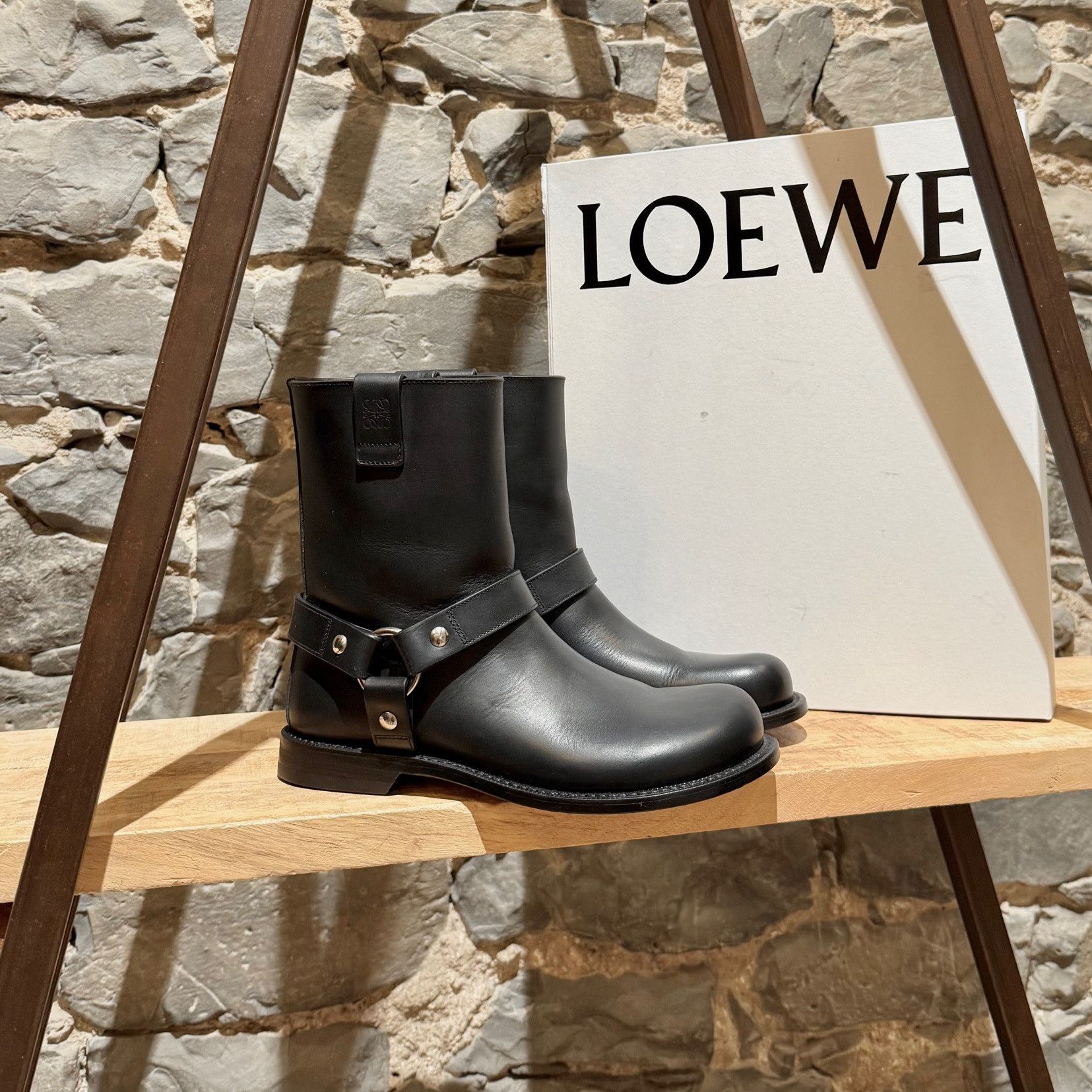Loewe LOEWE Black Leather Campo Harness Biker Boots Size US 6 / IT 36 - 1 Thumbnail