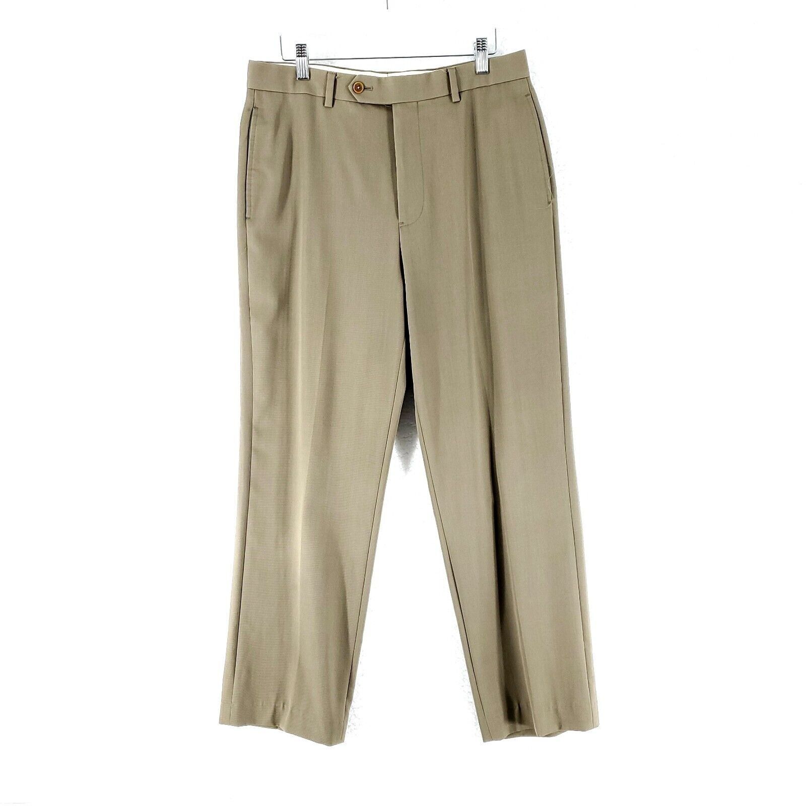 Brooks Brothers Brooks Brothers 1818 Madison Wool Tan Flat Front Tan Mid Ris Size 34R - 1 Thumbnail