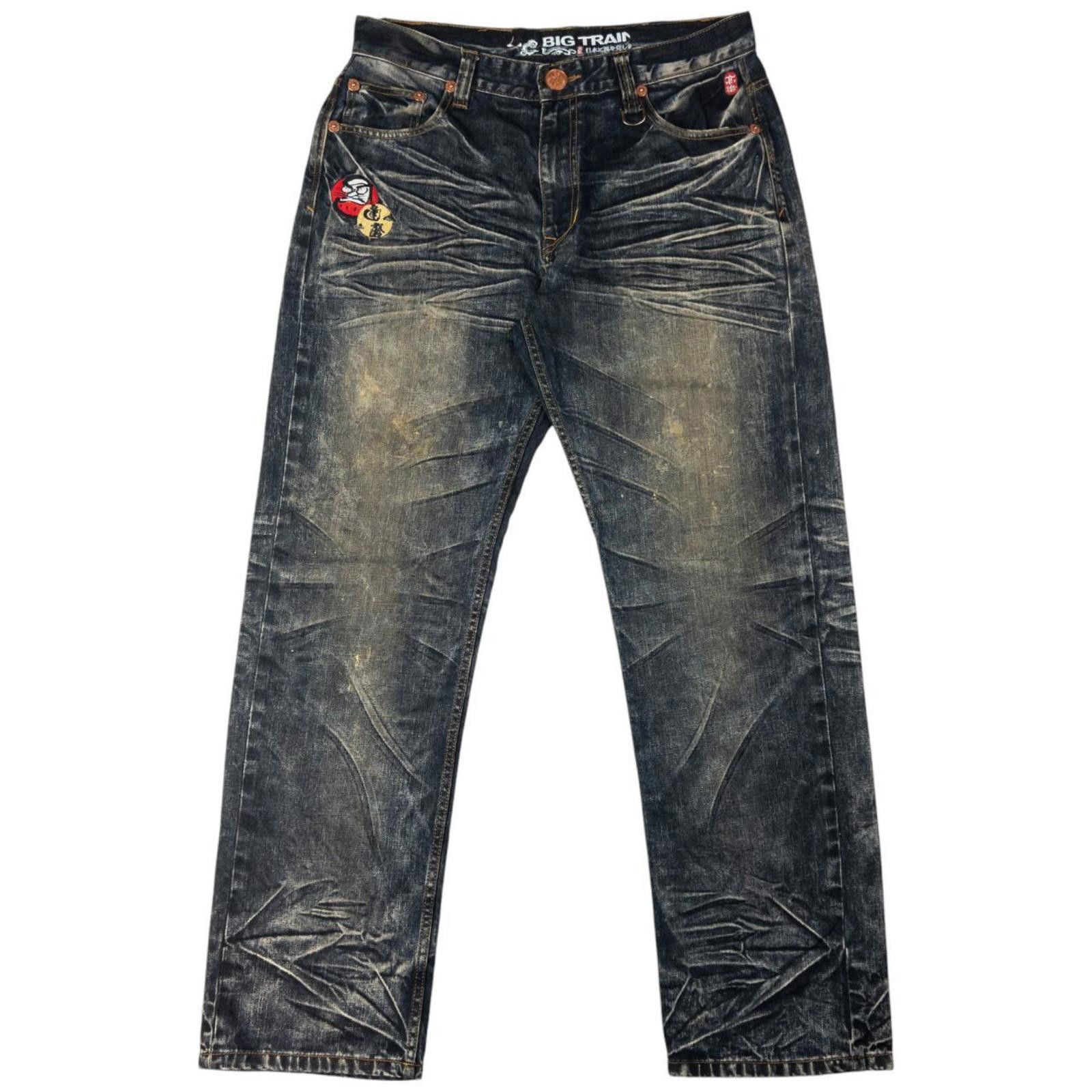 Vintage Big Train Embroidered Japanese Denim Jeans Size W35