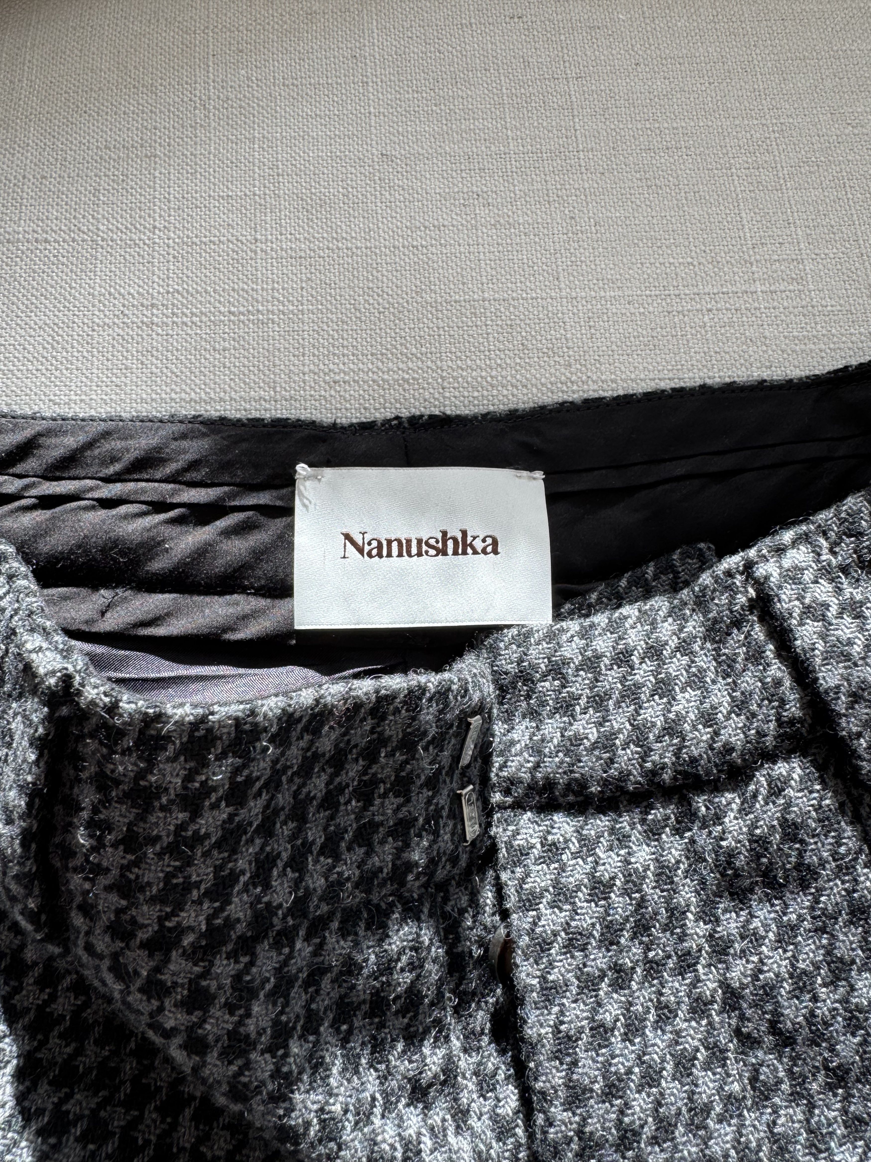 Nanushka Black & Gray Herringbone Pleated Plants Size US 28 / EU 44 - 4 Thumbnail