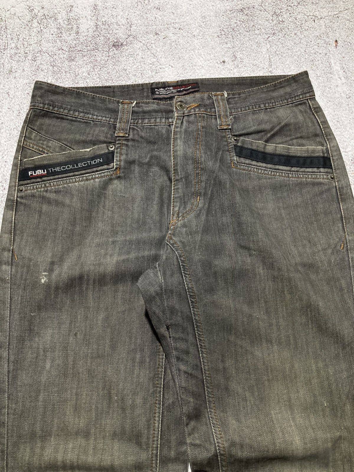 Japanese Brand 2000s Fubu Collection Washed Jeans Pants Charcoal Y2k Size US 34 / EU 50 - 6 Thumbnail