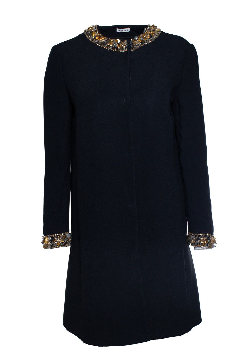 Miu Miu Miu Miu, black coat with sequins and crystal Size S / US 4 / IT 40 - 1 Thumbnail