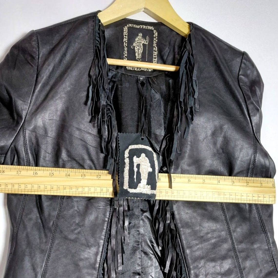 Vintage MY TRIBE Leather Fringe Jacket Solid Long Sleeve Women MT9000 M Black, NWT, Casual Party/Cocktail Size M / US 6-8 / IT 42-44 - 7 Thumbnail