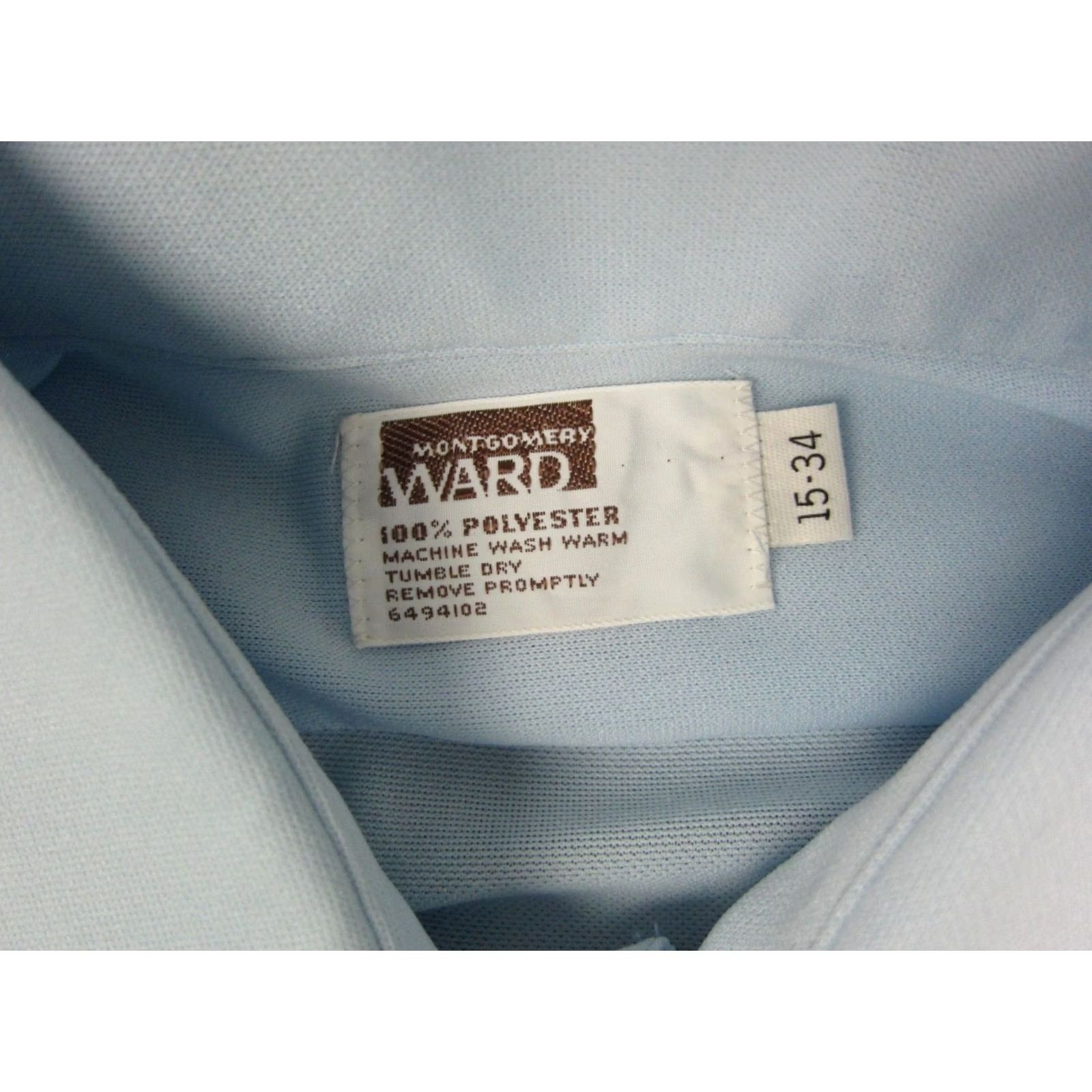 Vintage VINTAGE Montgomery Ward Mens Shirt 15-34 Blue Disco Leisure 60s 70s Poly Size US M / EU 48-50 / 2 - 5 Thumbnail