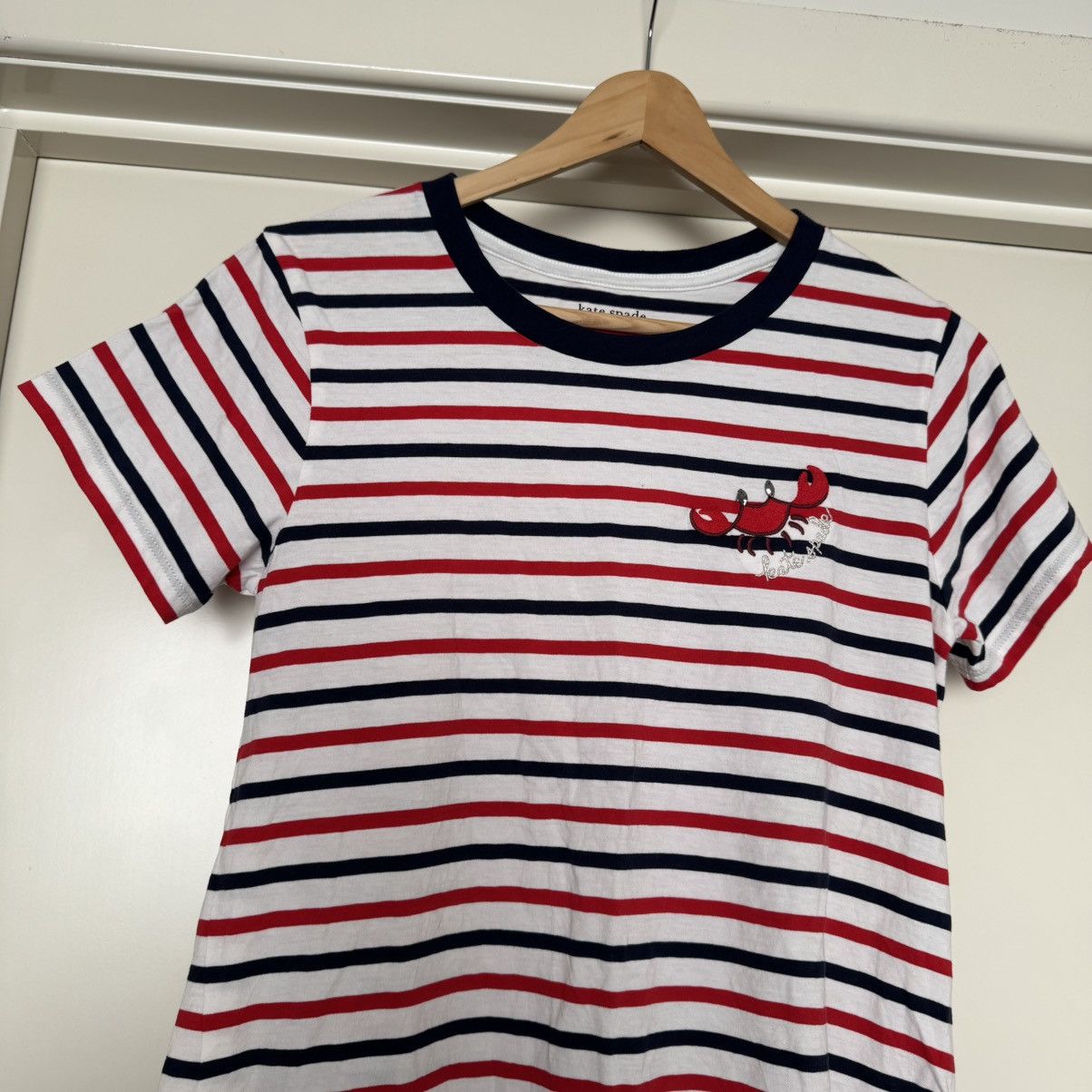 Kate Spade New logo White Red Striped T-Shirt ❣️ Size S / US 4 / IT 40 - 3 Thumbnail