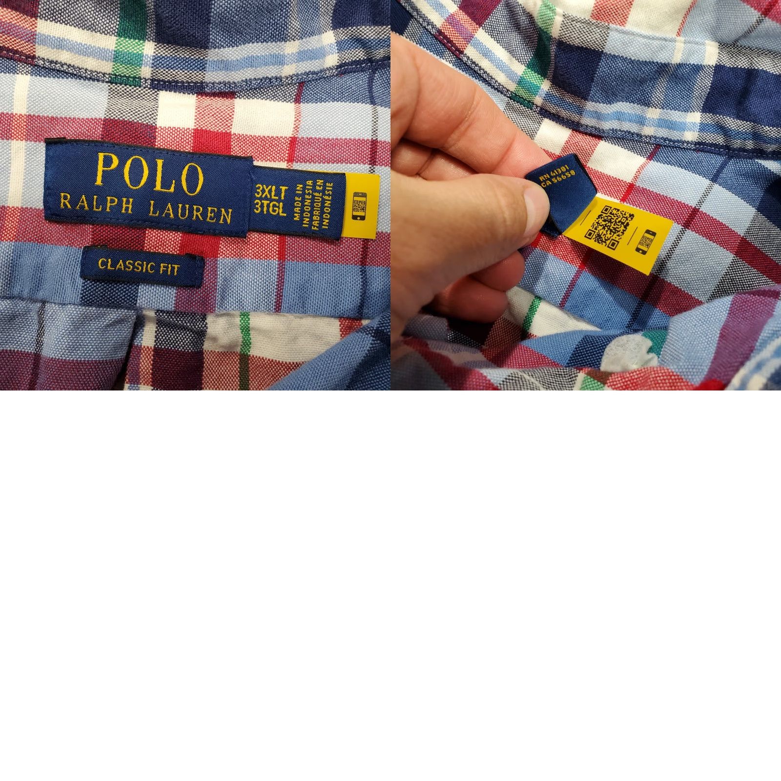 Ralph Lauren Ralph Lauren Shirt 3XLT Mens Blue Button-Up Long Sleeve Oxford Cotton Plaid Size US XXL / EU 58 / 5 - 8 Thumbnail