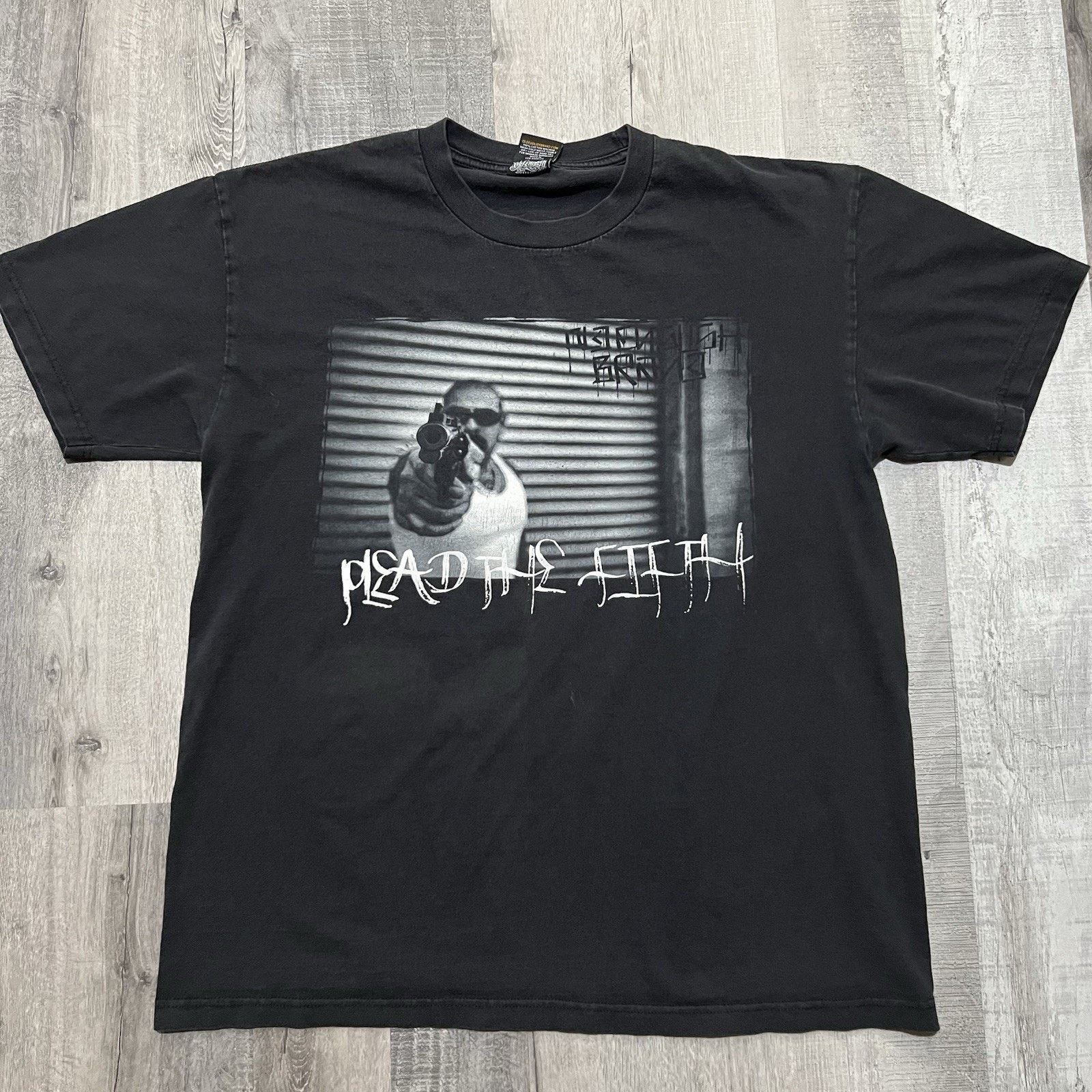 Vintage Old English Brand Black Plead The Fifth Skater Grunge Shirt Size US XL / EU 56 / 4 - 1 Thumbnail