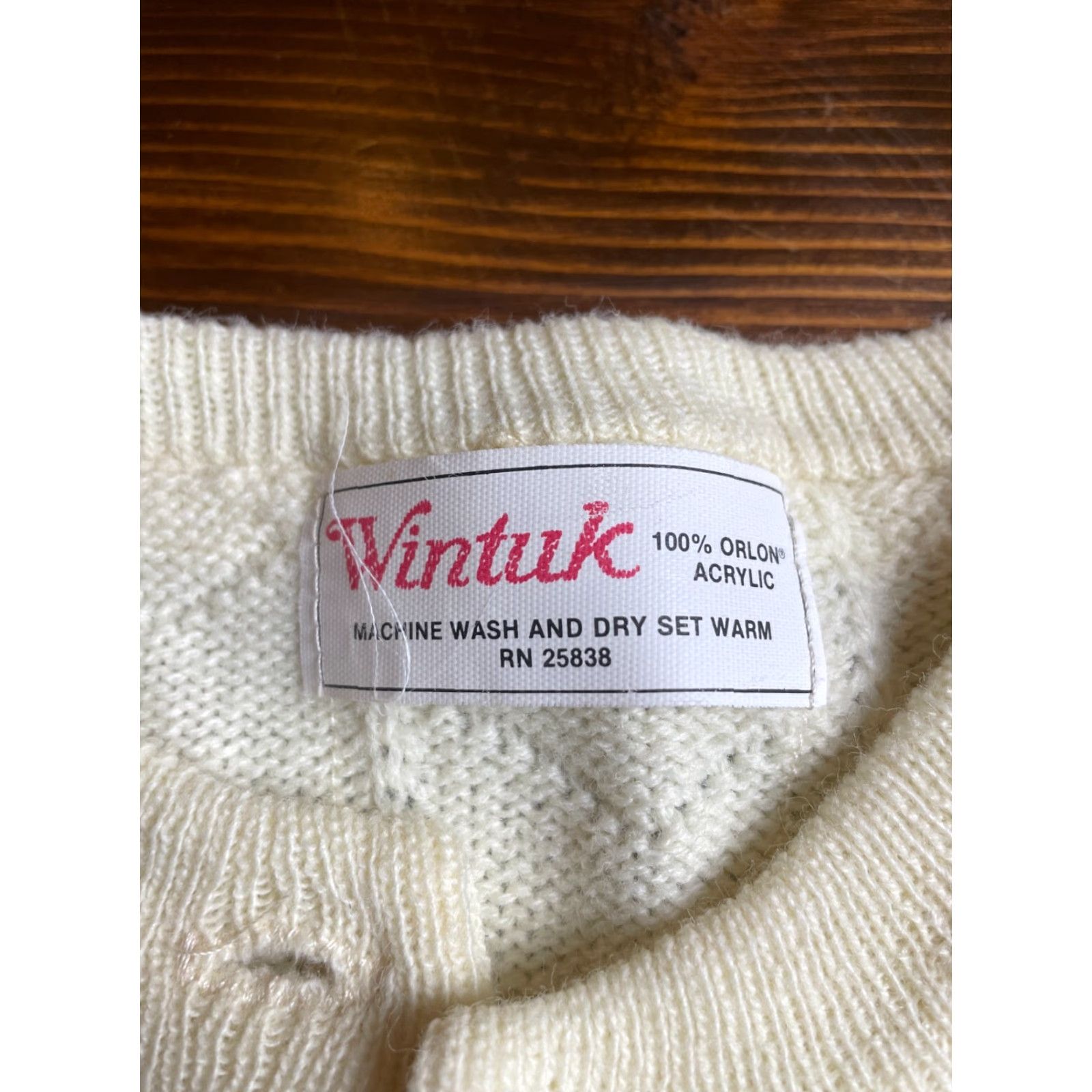 Vintage Wintuk Sweater, Women's M?, Cream, Button Up Cardigan Vintage Long Sleeve, Knitted Size M / US 6-8 / IT 42-44 - 2 Thumbnail
